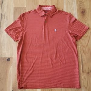 Izod Golf EUC polo shirt, orange w/ navy stripes
